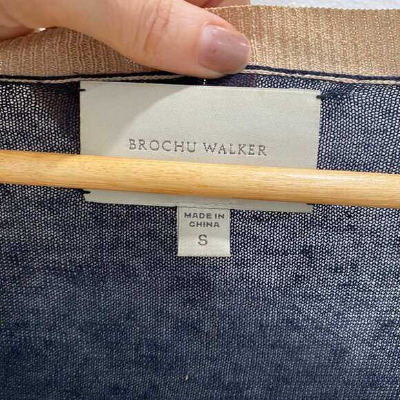 Brochu Walker | Navy & Cream Linen-Cotton Cardigan โ Size S - Picture 9 of 13